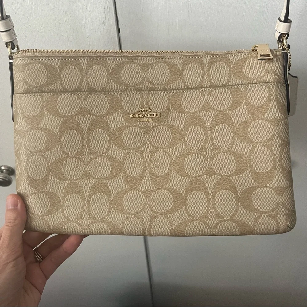 NWOT Coach Signature PVC Crossbody Bag – Khaki / Chalk – F58319 - Picture 3 of 7